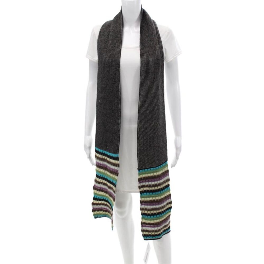 Designer Womens Wool Striped Scarf Size 86" X 6.5"